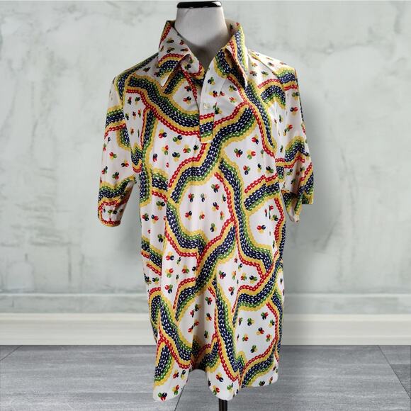 Vintage 70s Lily Dache Rainbow Print Disco Top Oversized XL–2X Pride Style - Picture 2 of 13